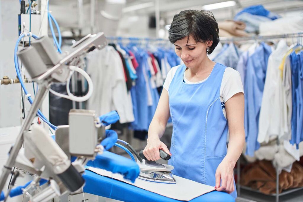 Worker Laundry ironed